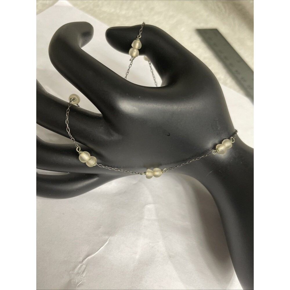 ANTIQUE EDWARDIAN OPALESCENT GLASS STERLING SLVR NECKLACE Delicate